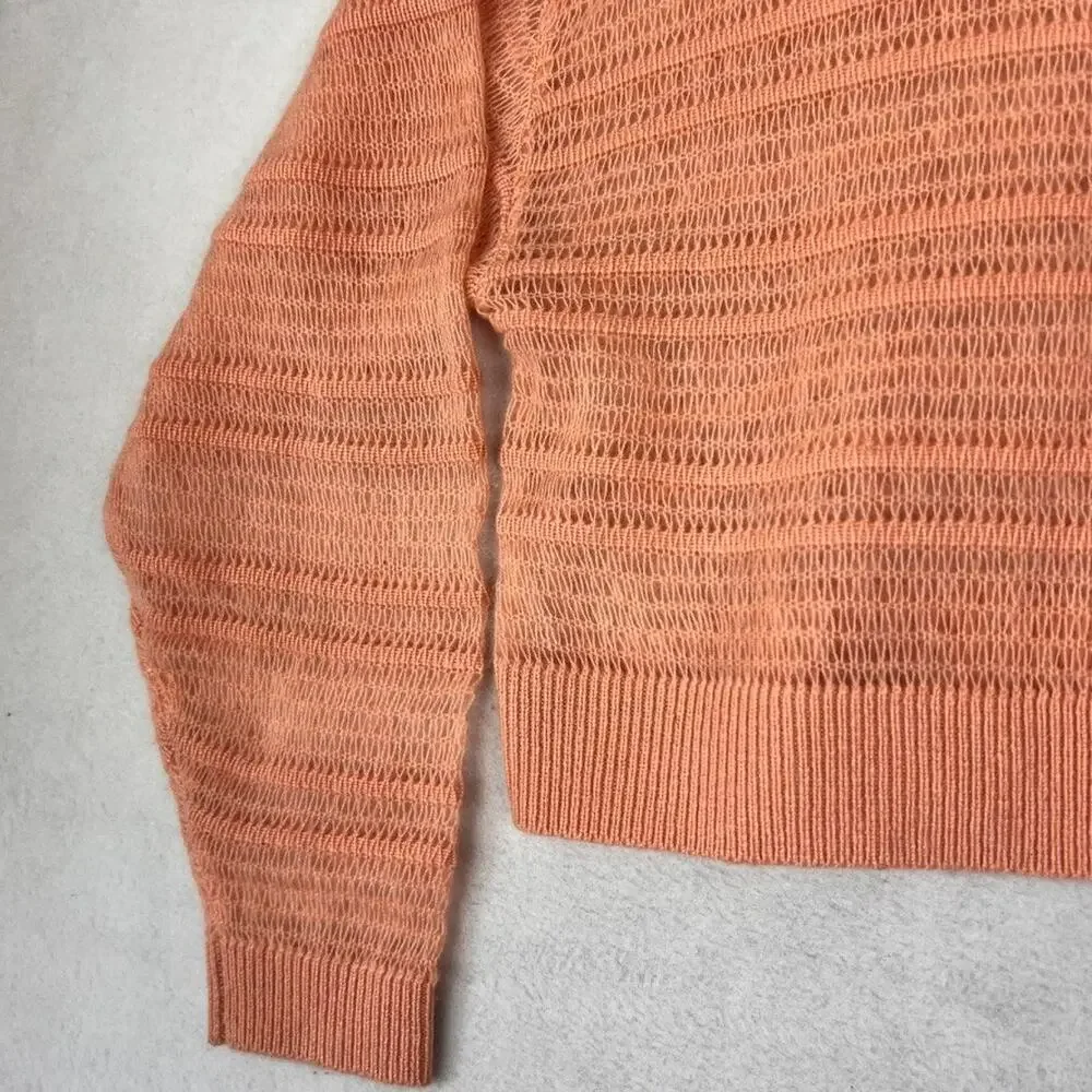 Pilcro Stitched Cashmere Sweater Women's Small Peachy Pink Crop Boxy